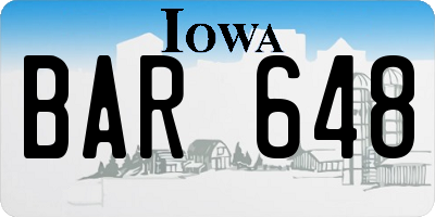 IA license plate BAR648