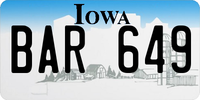 IA license plate BAR649