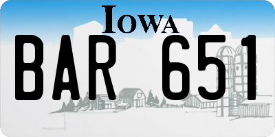 IA license plate BAR651
