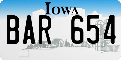 IA license plate BAR654