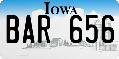 IA license plate BAR656