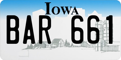 IA license plate BAR661
