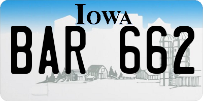 IA license plate BAR662