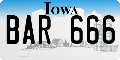 IA license plate BAR666