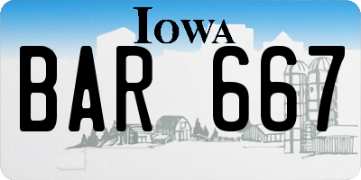 IA license plate BAR667