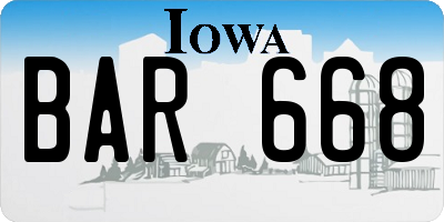 IA license plate BAR668