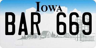 IA license plate BAR669