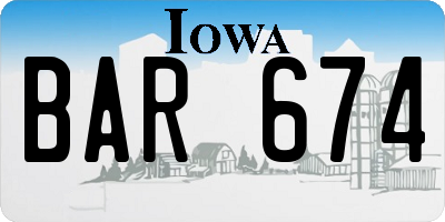 IA license plate BAR674