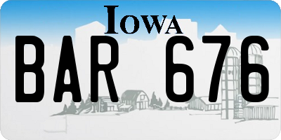 IA license plate BAR676