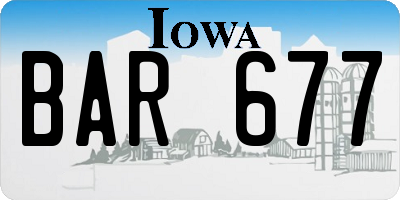 IA license plate BAR677