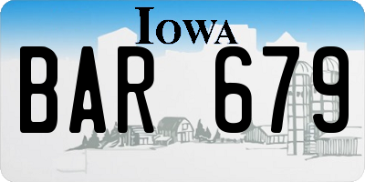 IA license plate BAR679
