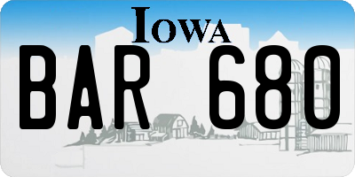 IA license plate BAR680