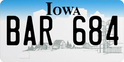 IA license plate BAR684