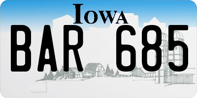 IA license plate BAR685