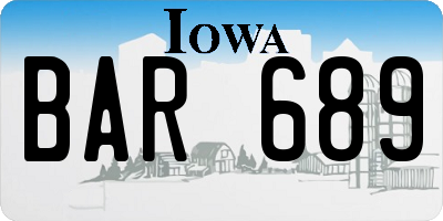 IA license plate BAR689
