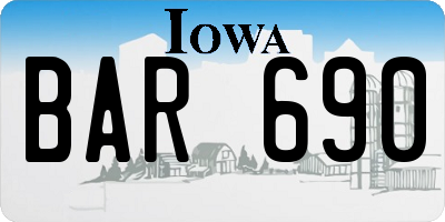 IA license plate BAR690