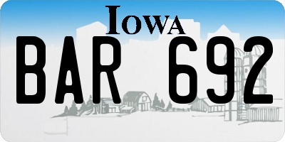 IA license plate BAR692