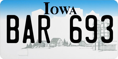 IA license plate BAR693