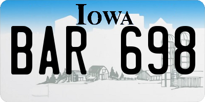 IA license plate BAR698