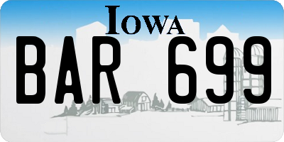 IA license plate BAR699