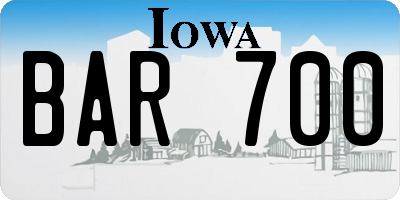 IA license plate BAR700