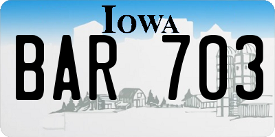 IA license plate BAR703