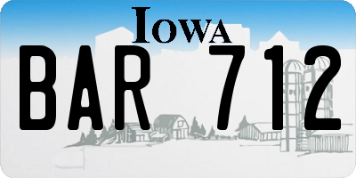 IA license plate BAR712