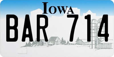 IA license plate BAR714