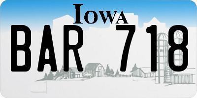 IA license plate BAR718