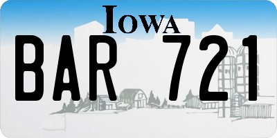 IA license plate BAR721