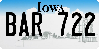 IA license plate BAR722