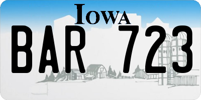 IA license plate BAR723
