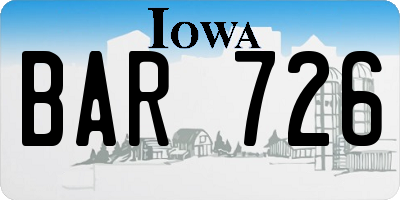 IA license plate BAR726