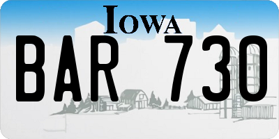IA license plate BAR730