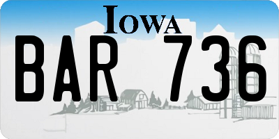 IA license plate BAR736