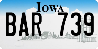 IA license plate BAR739