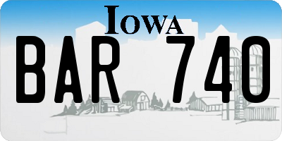 IA license plate BAR740