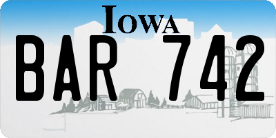 IA license plate BAR742