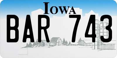 IA license plate BAR743