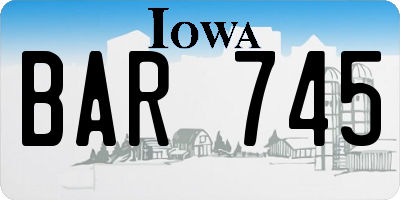 IA license plate BAR745
