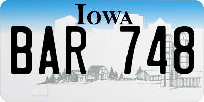 IA license plate BAR748