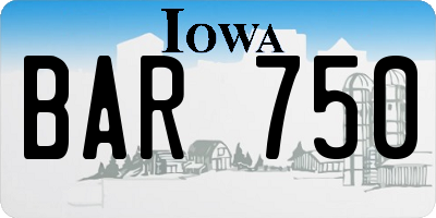 IA license plate BAR750