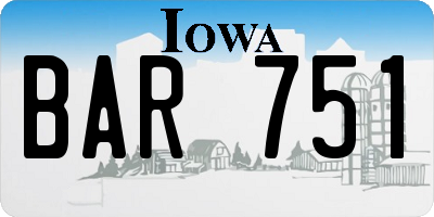 IA license plate BAR751