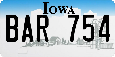 IA license plate BAR754
