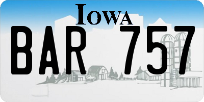 IA license plate BAR757