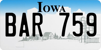 IA license plate BAR759