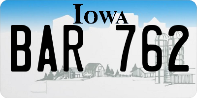 IA license plate BAR762