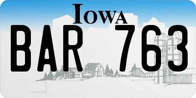 IA license plate BAR763