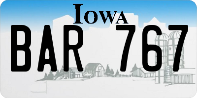 IA license plate BAR767