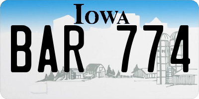 IA license plate BAR774